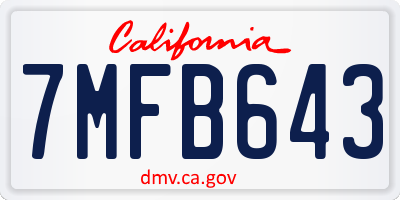 CA license plate 7MFB643