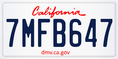CA license plate 7MFB647