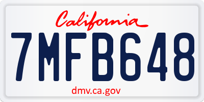 CA license plate 7MFB648