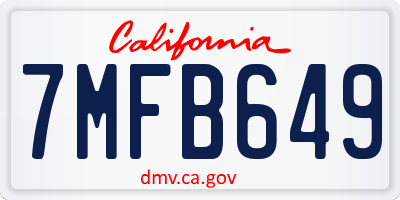 CA license plate 7MFB649