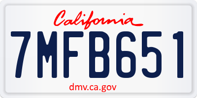 CA license plate 7MFB651