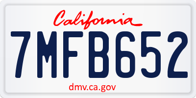 CA license plate 7MFB652