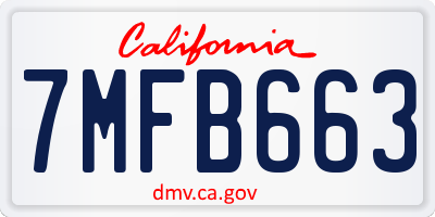 CA license plate 7MFB663