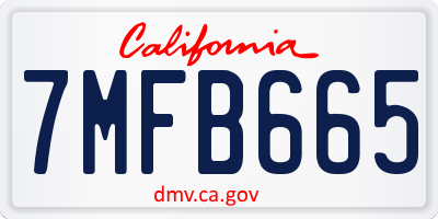 CA license plate 7MFB665