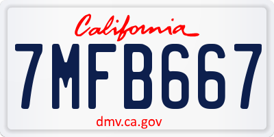 CA license plate 7MFB667