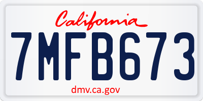 CA license plate 7MFB673