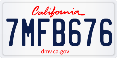 CA license plate 7MFB676