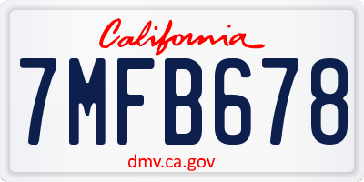 CA license plate 7MFB678