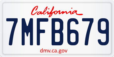 CA license plate 7MFB679