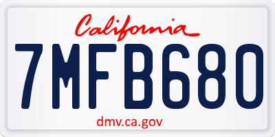 CA license plate 7MFB680