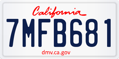 CA license plate 7MFB681