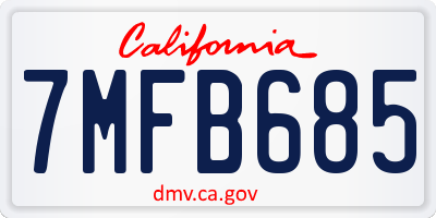 CA license plate 7MFB685