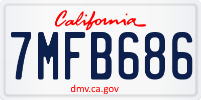 CA license plate 7MFB686