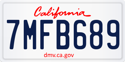 CA license plate 7MFB689