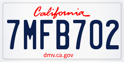 CA license plate 7MFB702
