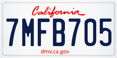 CA license plate 7MFB705