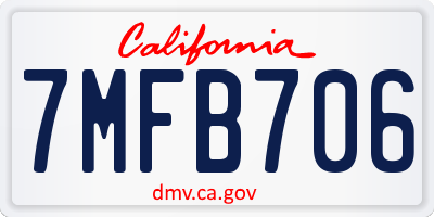 CA license plate 7MFB706