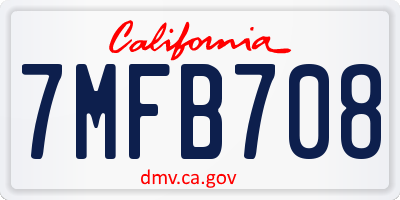 CA license plate 7MFB708