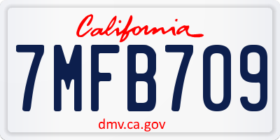 CA license plate 7MFB709