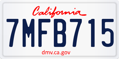 CA license plate 7MFB715
