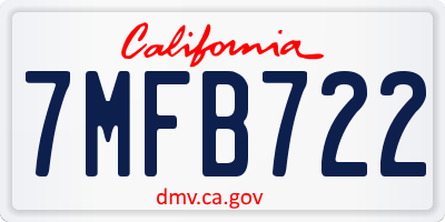 CA license plate 7MFB722