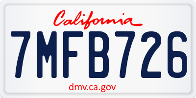 CA license plate 7MFB726