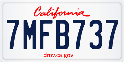 CA license plate 7MFB737