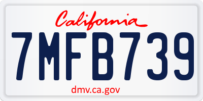 CA license plate 7MFB739