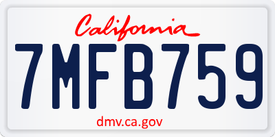 CA license plate 7MFB759