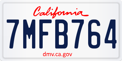 CA license plate 7MFB764