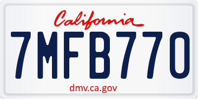 CA license plate 7MFB770