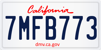 CA license plate 7MFB773