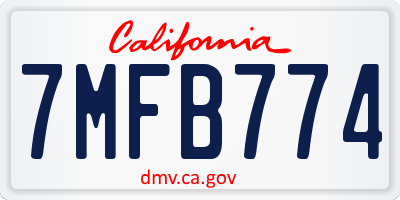 CA license plate 7MFB774