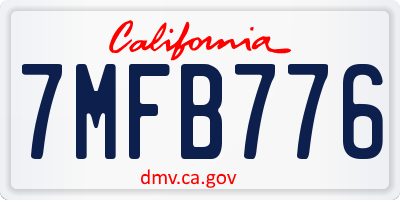 CA license plate 7MFB776