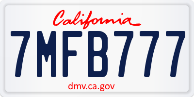 CA license plate 7MFB777