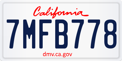 CA license plate 7MFB778