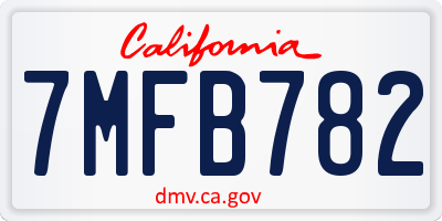 CA license plate 7MFB782