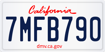 CA license plate 7MFB790