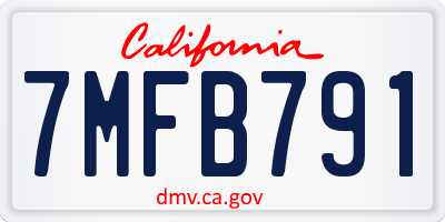 CA license plate 7MFB791