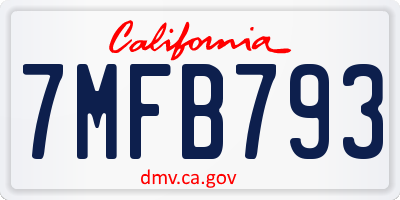 CA license plate 7MFB793