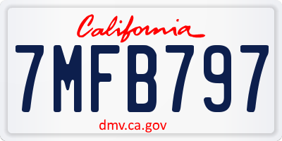 CA license plate 7MFB797