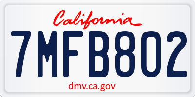 CA license plate 7MFB802