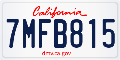 CA license plate 7MFB815