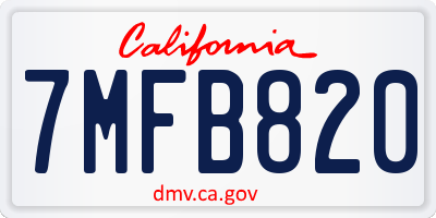 CA license plate 7MFB820