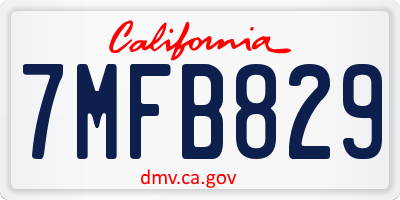 CA license plate 7MFB829