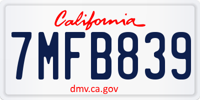 CA license plate 7MFB839