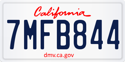 CA license plate 7MFB844