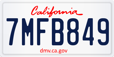 CA license plate 7MFB849