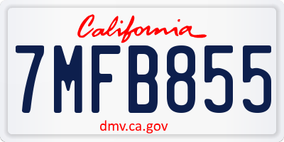 CA license plate 7MFB855