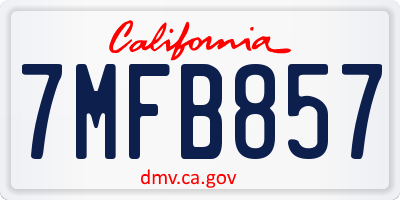 CA license plate 7MFB857